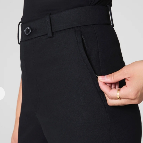 Spanx Women's Stretch Smooth Twill Slim Straight Trouser Pants Black Medium New - Picture 5 of 16